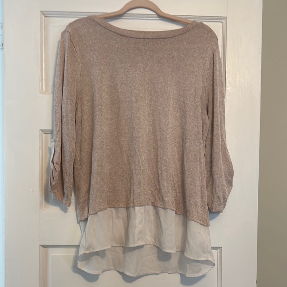 Faith and Joy Tan Layered Blouse